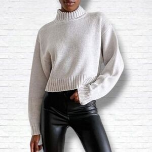 Aritzia Wilfred Free "Harper" Grey Merino Wool Long Sleeve Knit Sweater Size L